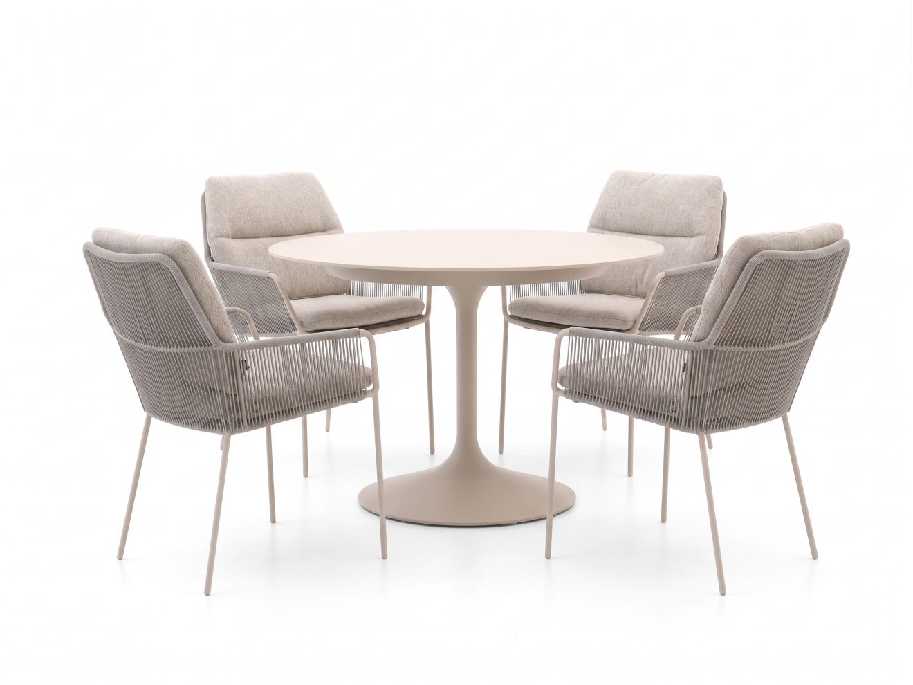 SUNS Punta/Nova ø120cm dining tuinset 5-delig – Taupe