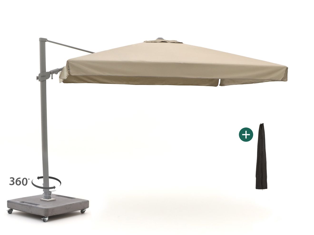 Shadowline Miami zweefparasol 300x300cm – Taupe