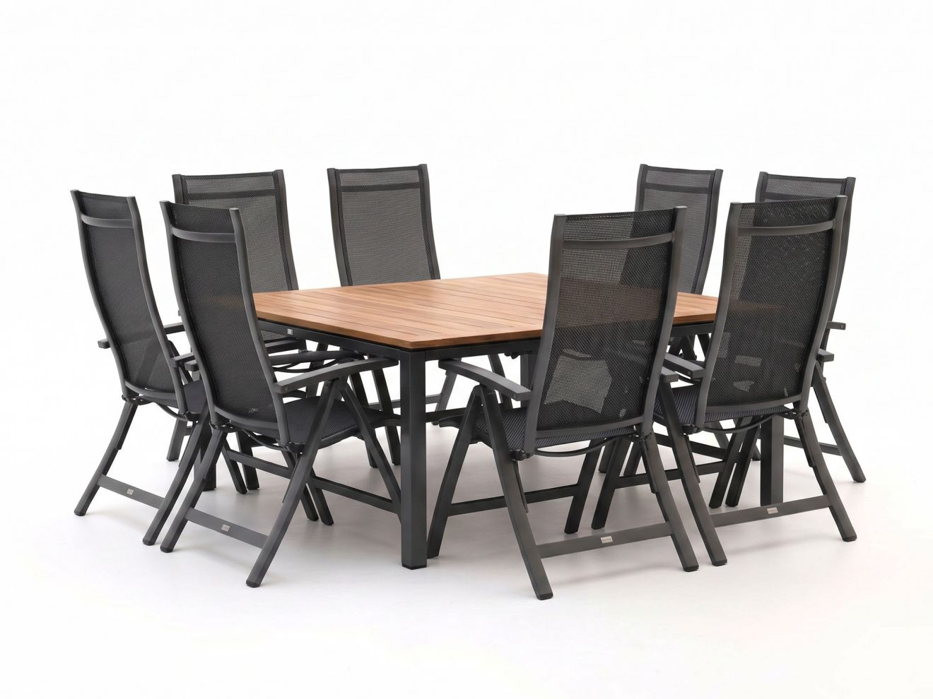 Bellagio tuinmeubelen Trappeto/Linosa 160x160cm dining tuinset 9-delig verstelbaar – Grijs