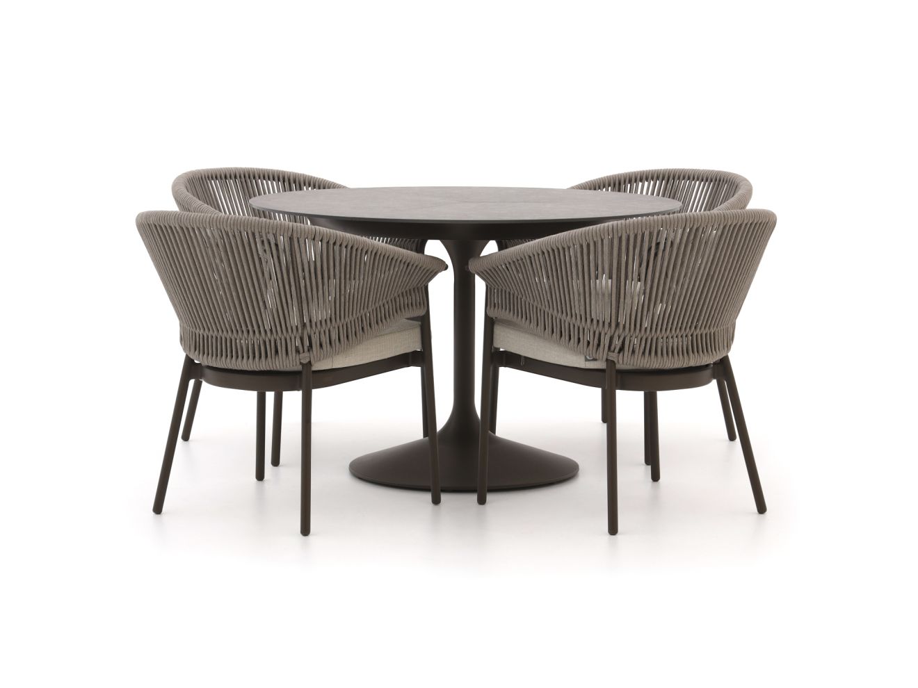 SUNS Santorini/Nova ø120cm dining tuinset 5-delig – Taupe