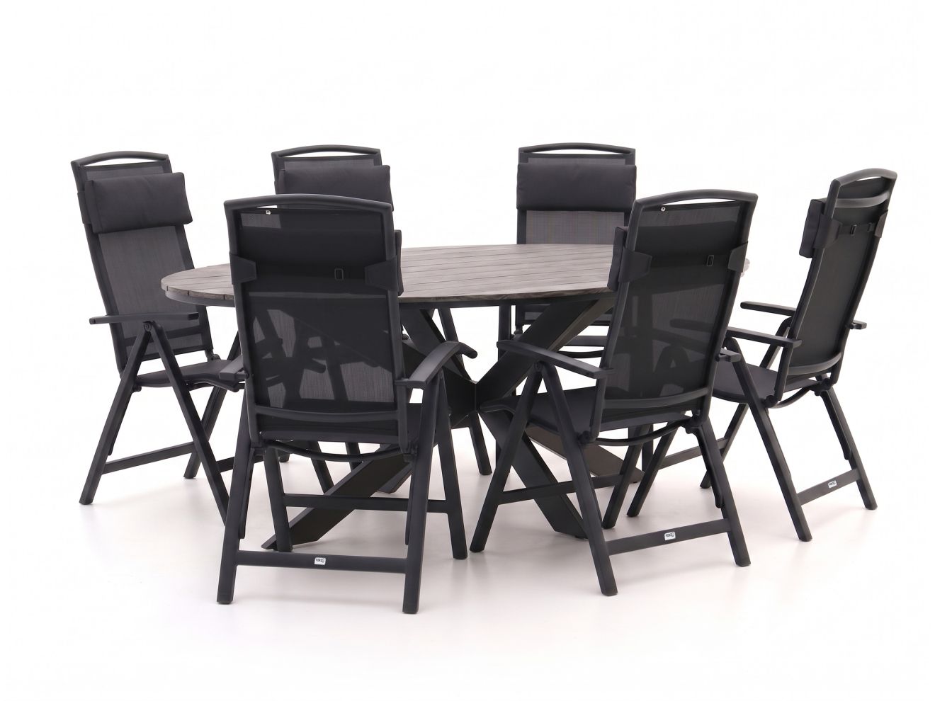 Forza Furniture Capri/Fidenza ovaal 220cm dining tuinset 7-delig verstelbaar