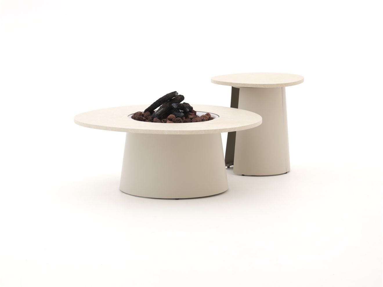 Cosidune lounge vuurtafelset ø 100cm (h: 40cm)/ø 55cm (h: 55cm) – Taupe