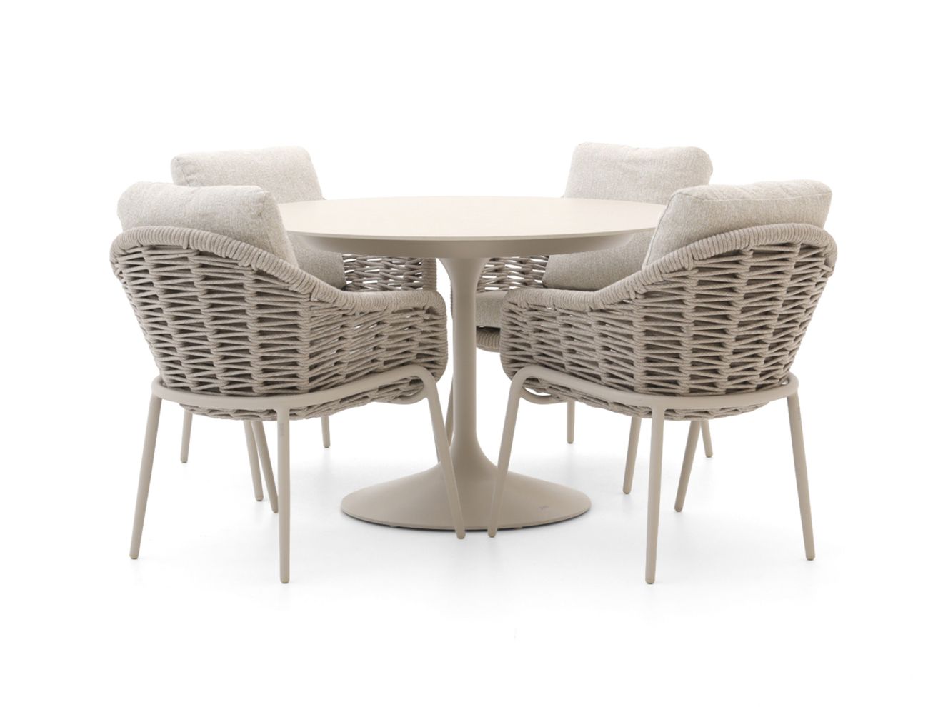 SUNS Casto/Nova ø120cm dining tuinset 5-delig – Taupe