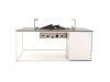 Manifesto Alzano/Cosidesign Line stoel-bank loungeset met vuurtafel 4-delig - White (incl. kussens) (Twist Wicker = Natural) (Blad = Dekton Kelya) (incl. glas)