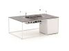 Manifesto Alzano/Cosidesign Line stoel-bank loungeset met vuurtafel 4-delig - White (incl. kussens) (Twist Wicker = Natural) (Blad = Dekton Kelya) (incl. glas)