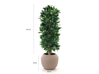 Designplants/Luca Lifestyle Laurier kolom kunstplant (h:125cm) met Ruvido Combi bloempot - Groen (UV bestendig) (bloempot = Sand)