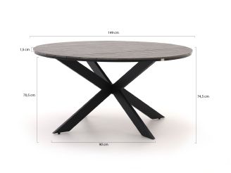 Bellagio Albinea/Fidenza ø149cm dining tuinset 7-delig stapelbaar