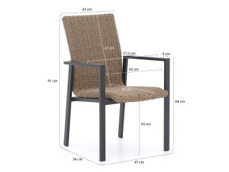 Manifesto Villongo dining tuinstoel stapelbaar - Taupe - Naturel - Bruin - Wicker (vlechtwerk)