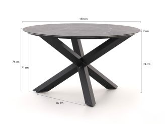 Bellagio Albinea/Lodola ø130cm dining tuinset 5-delig stapelbaar