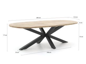 Tierra Outdoor Liv/ROUGH-Y Ellips 200cm dining tuinset 5-delig stapelbaar