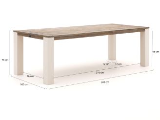 Manifesto Novara/ROUGH-X 240cm dining tuinset 7-delig