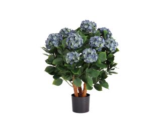Designplants/Luca Lifestyle Hortensia kunstplant (h:80cm) met Grigio Balloon bloempot - Blauw (UV bestendig) (bloempot = Antique White)
