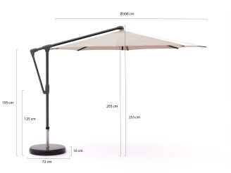 Glatz Sunwing Casa zweefparasol ø 300cm - Taupe (151) (incl. Shadowline voet 90 kg) (incl.hoes)
