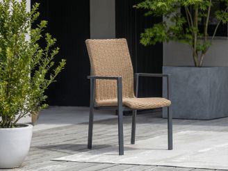 Manifesto Villongo dining tuinstoel stapelbaar - Taupe - Naturel - Bruin - Wicker (vlechtwerk)