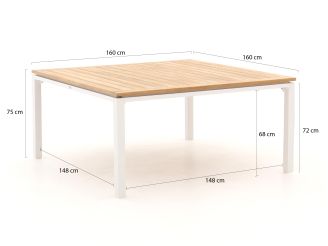 Bellagio Cino/Linosa 160x160cm dining tuinset 9-delig stapelbaar