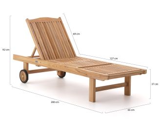 Sunyard Veronica ligbed met wiel - Natural Teak - Teakhout