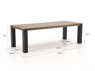 Tierra Outdoor Liv/ROUGH-X 240cm dining tuinset 7-delig stapelbaar