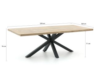 Tierra Outdoor Liv/Montorio 220cm dining tuinset 7-delig stapelbaar