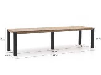 Manifesto Belpasso/ROUGH-S 300cm dining tuinset 9-delig stapelbaar