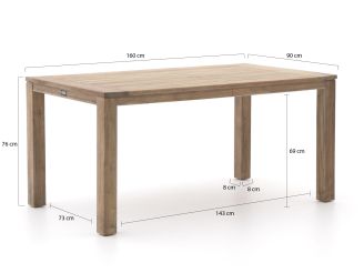 ROUGH-L Rope/ROUGH-S 220cm dining tuinset 7-delig stapelbaar