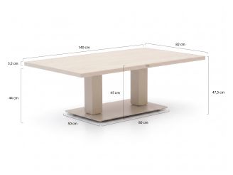 Bellagio Usini lounge/dining tuintafel 140x80x47/68cm verstelbaar - Sintered stone
