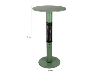 Monti HeatLine Vibe bartafel met terrasverwarmer 1500W ø60cm (h: 110cm) - Green