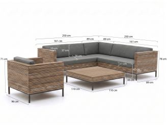 ROUGH-D hoek loungeset 5-delig 6-zits