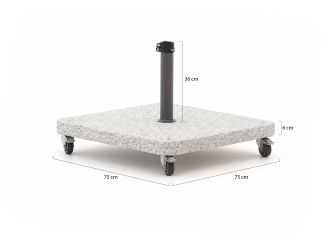 Glatz parasolvoet 90kg verrijdbaar t.b.v. Sunwing Casa - Graniet (incl. wielen)