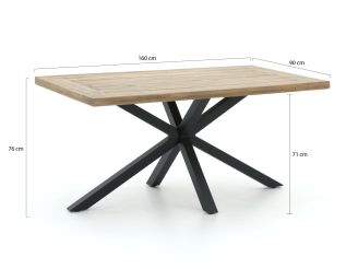 Tierra Outdoor Liv/Montorio 160cm dining tuinset 5-delig stapelbaar