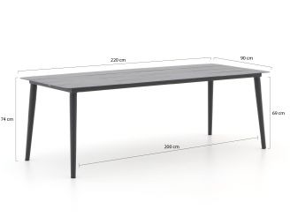 Bellagio Panaro/Sora 220cm dining tuinset 7-delig stapelbaar