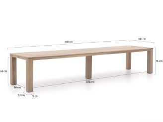 Bellagio Cupello/ROUGH-X 400cm dining tuinset 11-delig