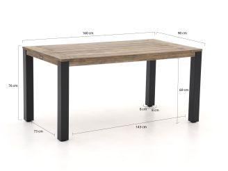 Tierra Outdoor Liv/ROUGH-S 160cm dining tuinset 5-delig stapelbaar