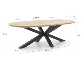 Tierra Outdoor Liv/ROUGH-Y Ellips 240cm dining tuinset 7-delig stapelbaar