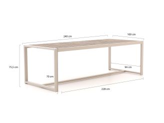 Bellagio Cadora dining tuintafel 240x100x75cm - Teakhout