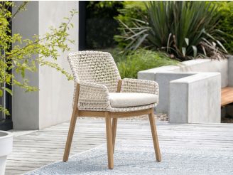 Zavelli Juntos dining tuinstoel - Taupe - Naturel - Bruin, Wit - Ecru - Wicker (vlechtwerk)