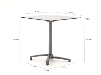 Bellagio Canzo klaptafel 70x70x73cm - Kunststof