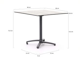 Bellagio Canzo klaptafel 80x80x73cm - Kunststof