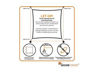 Shadow Comfort schaduwdoek vierkant 300x300cm waterdicht - Grey
