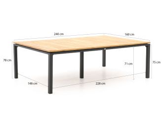 Bellagio Lugo/Linosa 240x160cm dining tuinset 11-delig stapelbaar