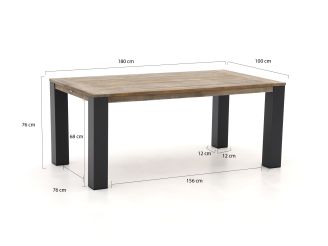 Tierra Outdoor Liv/ROUGH-X 180cm dining tuinset 5-delig stapelbaar