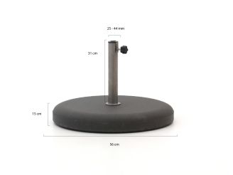 Parasolvoet 40kg beton - Rond/Antraciet voor buisdiktes ø25-44mm