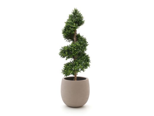 Designplants/Luca Lifestyle Buxus spiraal kunstboom (h:140cm) met Terreno Tall Balloon bloempot - Groen (UV bestendig) (bloempot = Sand)