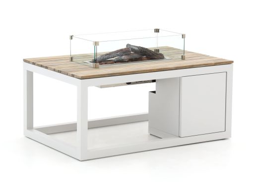 Cosiraw lounge vuurtafel 120x80x55cm - White (Blad = Old Teak Greywash) (incl. glas)