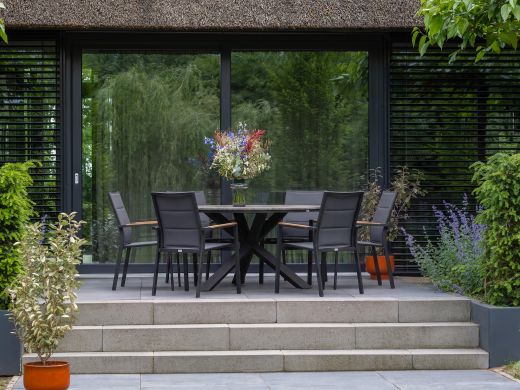 Bellagio Albinea/Fidenza ø149cm dining tuinset 7-delig stapelbaar