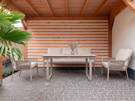 Tierra Outdoor Liv lounge/dining tuinbank 3-zits 198cm - Champagne (incl. kussens)