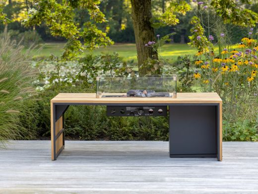 Cosibridge lounge vuurtafel 140x80x50m - Teak