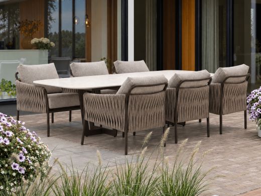 SUNS Fiave/Palermo 280cm low dining tuinset 7-delig