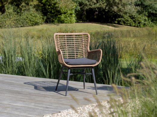 Intenso Asti dining tuinstoel - Taupe - Naturel - Bruin - Wicker (vlechtwerk)