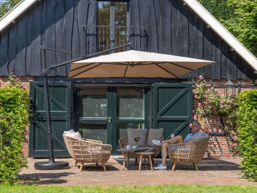 Glatz Sombrano S+ Easy zweefparasol 350x350cm - Taupe (151) (incl. Shadowline voet 140 kg) (incl.hoes) (Frame = Antraciet)