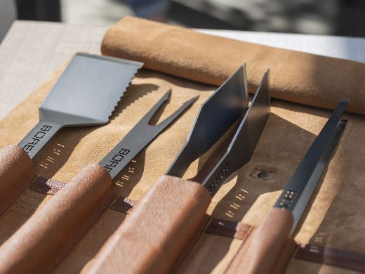 Boretti barbecue grill gereedsschapsset 4-delig (tang, spatel, vork, pincet) - Antraciet